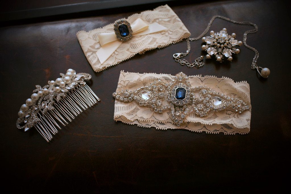 Bride's lace at country wedding