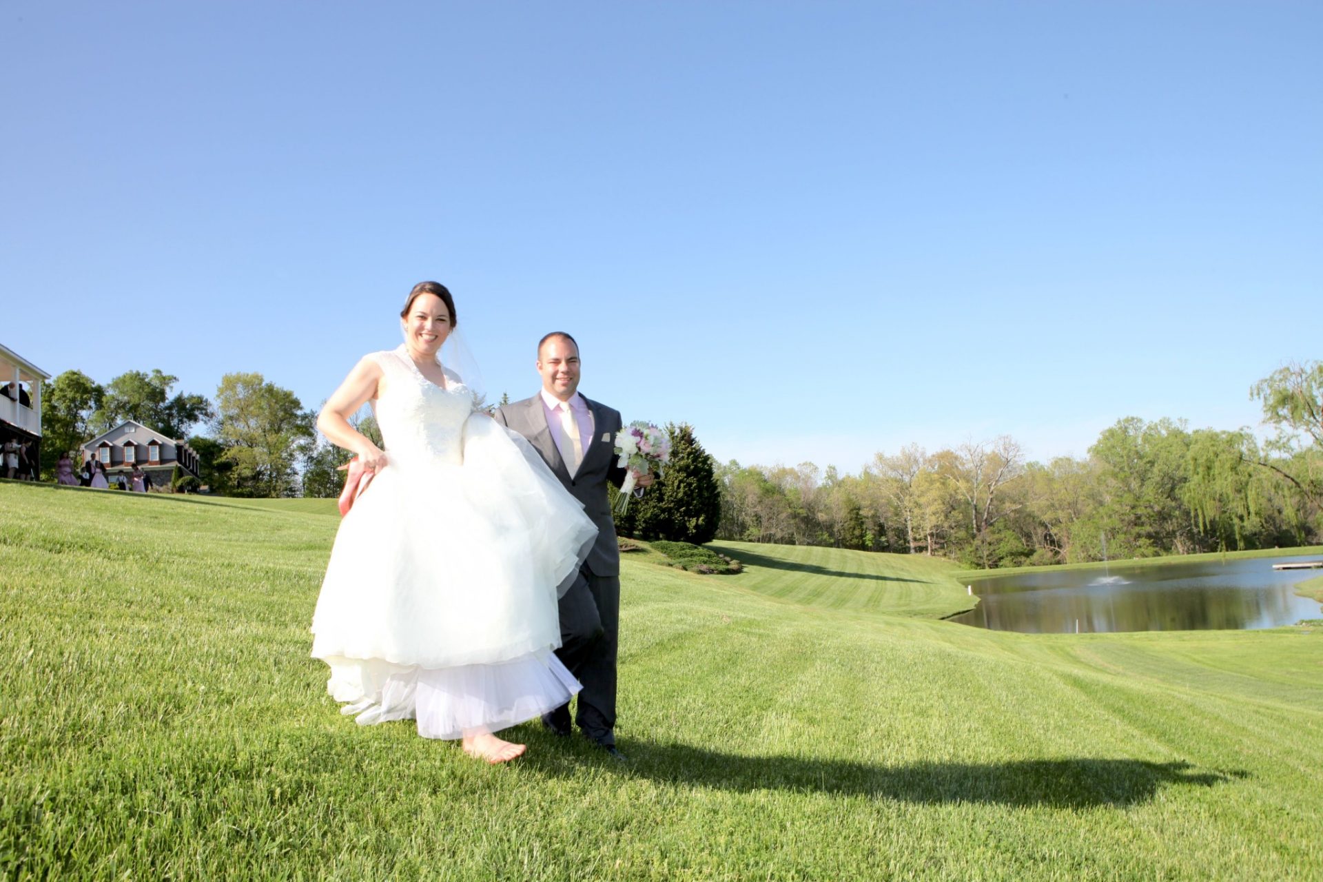 field bride and groom
